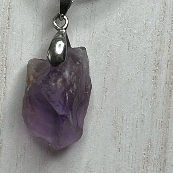 Raw amethyst pendant necklace adjustable healing crystal stone purple - Picture 10 of 11